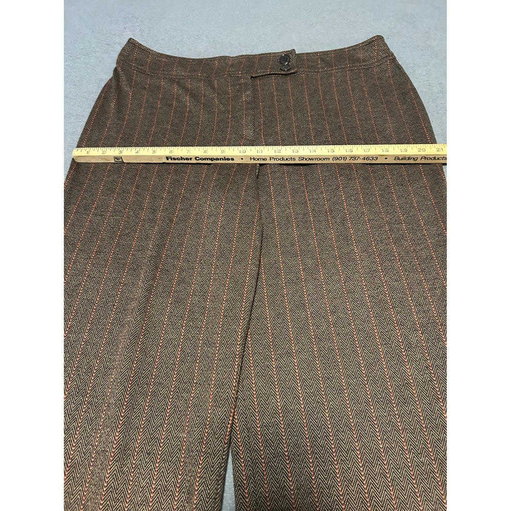 New York & Company Brown Herringbone Orange Pinstripe Wide Leg Pants XL Average - Picture 4 of 8